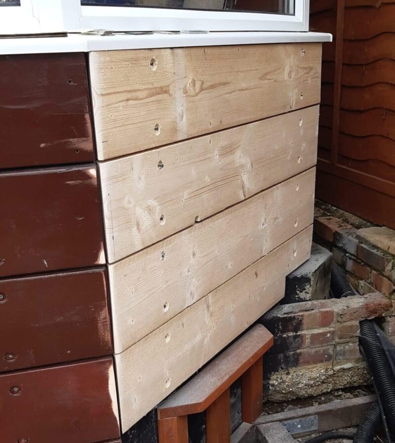 Cladding Board Table Cladding & Seating Built with Scaffold Boards in Lancing