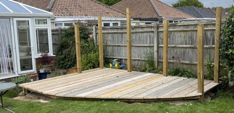 Reclaimed scaffold boards for decking in goring
