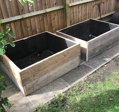 Planters made using 13ft scaffold boards