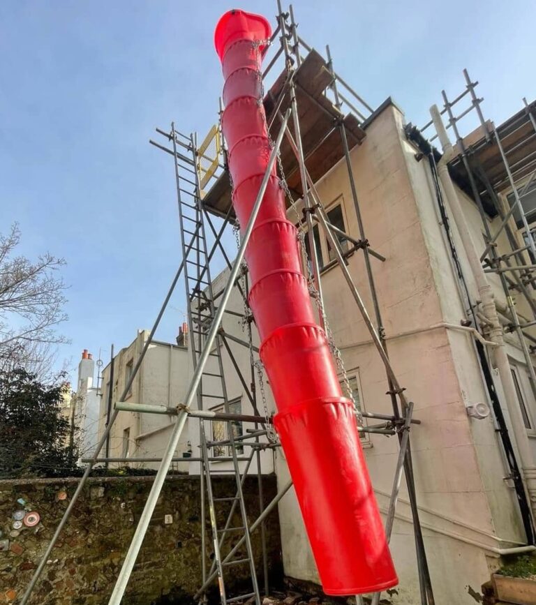 Rubbish chute for waste disposal at a site in Brighton