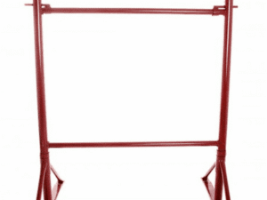 Size 1 adjustable builders trestle, red steel scaffold bandstand, shown fully extended