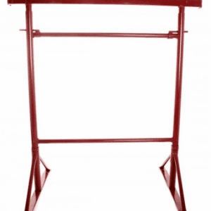 Size 1 adjustable builders trestle, red steel scaffold bandstand, shown fully extended