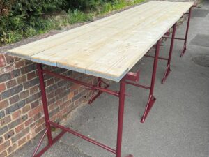 Size 2 builders trestles with scaffold boards forming a stable mid-height working platform