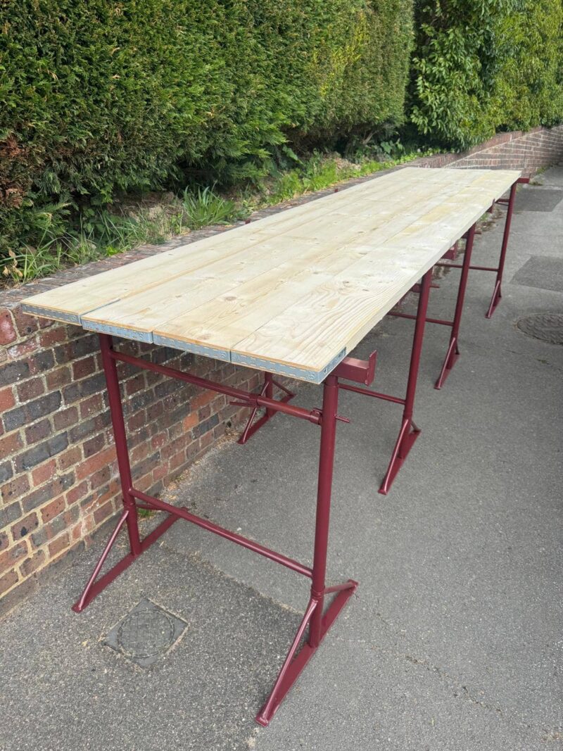 Size 3 builders trestles with scaffold boards forming a high-level working platform