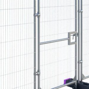 heras pedestrian gate front closed Full front view of the gate closed within Heras fence panels