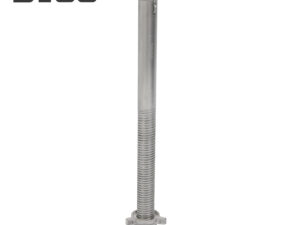 BoSS Adjustable Leg Assembly (part 33551300) castor style with 0.624m open length, designed for levelling mobile scaffold towers on uneven surfaces and attaching castors for safe mobility.