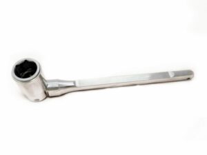 Professional flat-handle scaffolding spanner with 7/16-inch hex socket on a white background