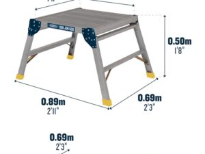 Odd Job 600 work platform dimensions showing 0.6m square platform, 0.5m height and 2.25m safe working height