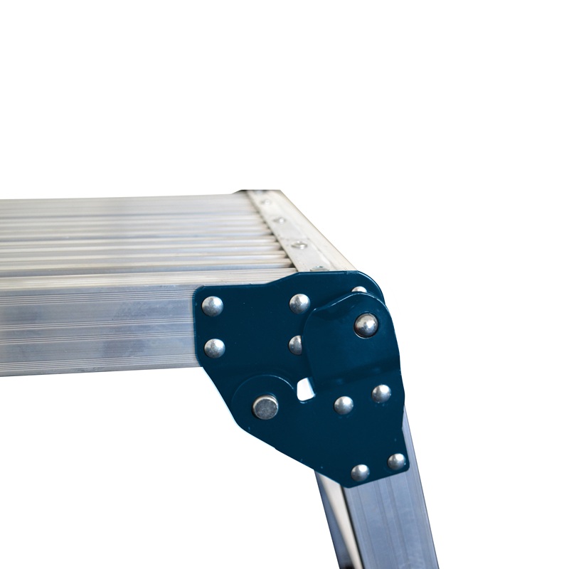 Close-up of Odd Job Work Platform hinge and locking mechanism showing robust aluminium construction and secure joint design