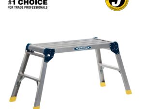 Werner compact aluminium work platform with slip-resistant surface and 150kg load capacity