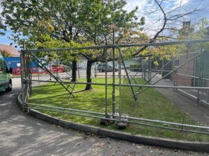 Heras and tube system, Cornfield school, Littlehampton, BN17